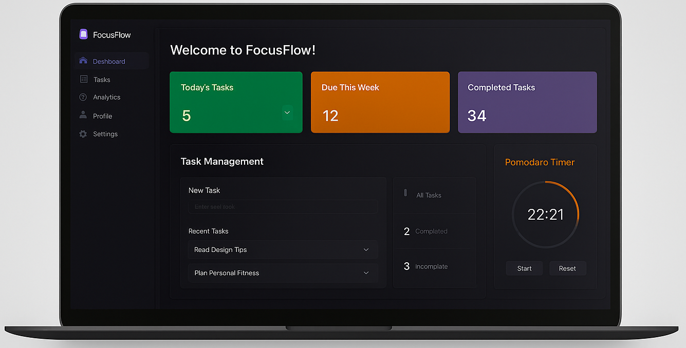 FocusFlow productivity app preview